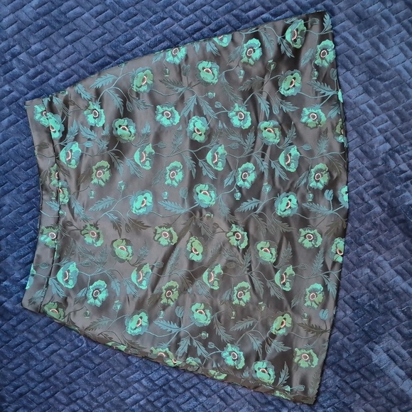 J. Crew Emmie Poppy A-line Black & Green Lined Skirt Size 4, New With Tags - Picture 10 of 16